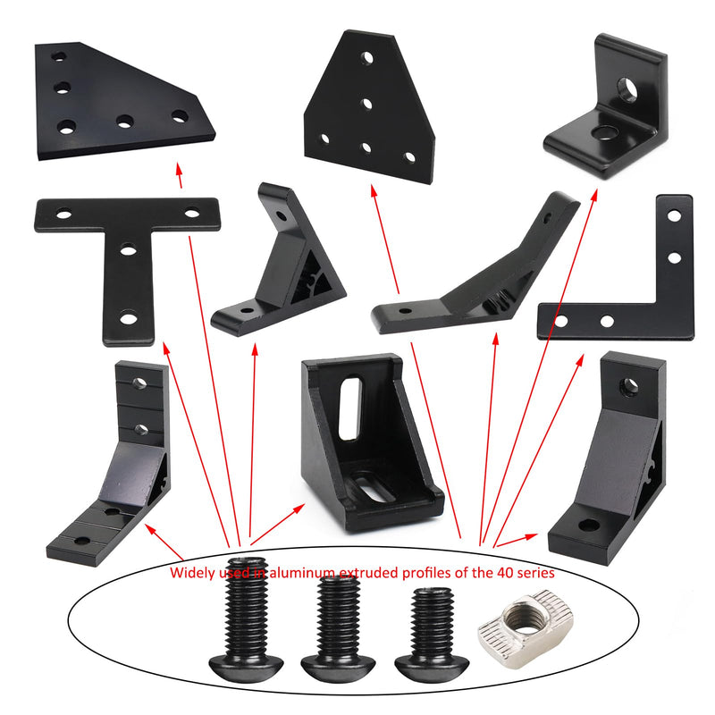 [Australia - AusPower] - 120Pcs 4040 Aluminum Extrusion Hardware Black Kit - M8 T Slot Nuts & Bolts 10Pcs M8x14, 40 M8x16, 10 M8x18, 60Pcs 40 Series M8 Drop-in T Nuts, Compatible with 4040 4080 Extrusion Accessories 