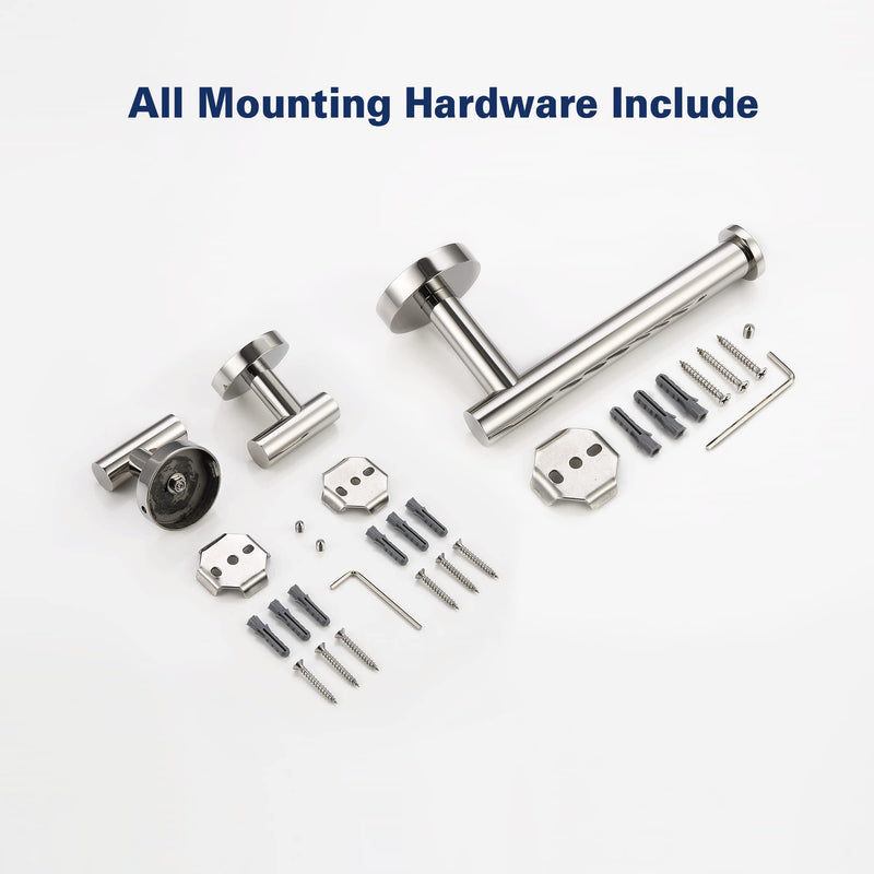 Bathroom Hardware Set, Premium Stainless Steel 3-Piece Include 5 Inch Toilet Paper Holders and 2 Towel Robe Holder Hook for Bathroom, Kitchen, Washroom Wall Mount Polished Chrome