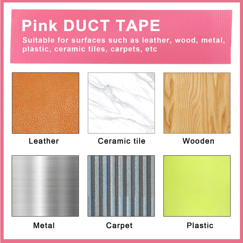 BOMEI PACK Pink Duct Tape 3 inches Wide, Heavy Duty Industrial Strong Color Duct Tape 9.0mil x 60yds for Indoor Outdoor Use, Multi Purpose Home Repair