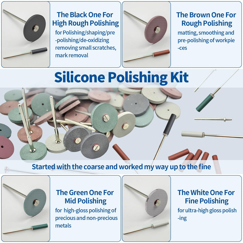[Australia - AusPower] - 39Pcs Polishing Wheels Set for Rotary Tool, 1 inch Souring Pad Abrasive Buffing Brush with 1/8" Shank and 4 Colors Rubber Polish Wheel for Remove Rust Clean Paint Auto Detailing 