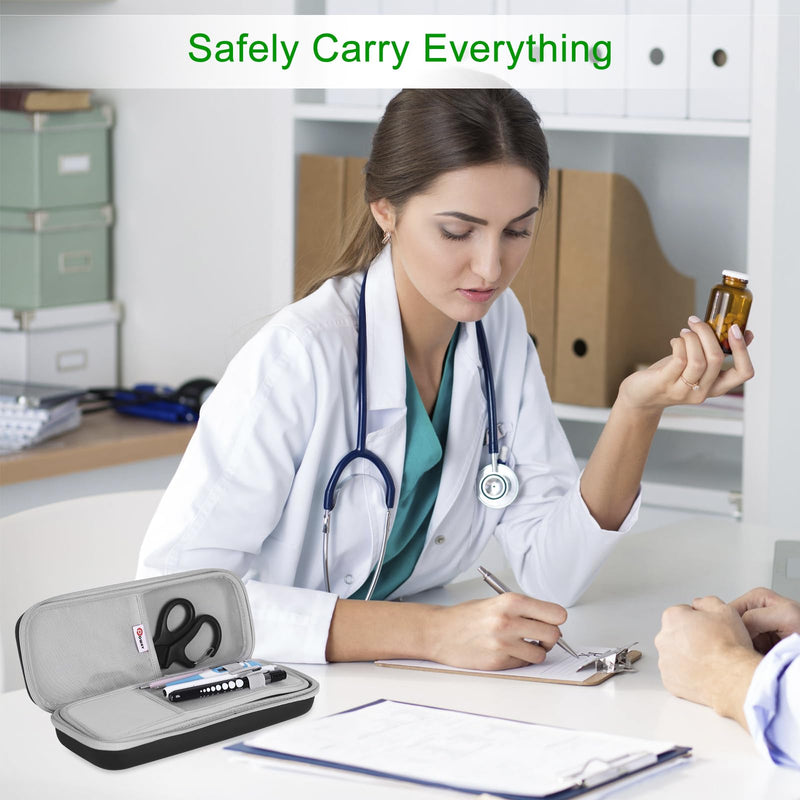[Australia - AusPower] - 2 Pack Pen Lights and Black Stethoscope Carrying Case for Nurses Student Doctors EMT 