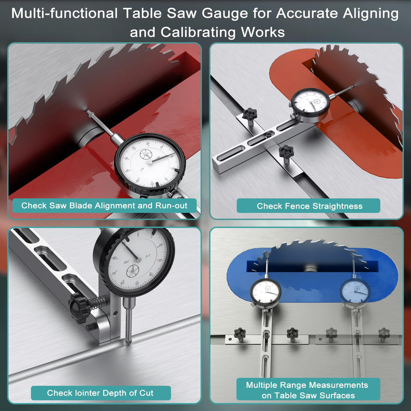 [Australia - AusPower] - HDLNKAK Table Saw Dial Indicator Gauge, 0-1"/0.001" Dial Indicator, Table Saw Alignment Gauge Suitable for Calibrating Workshop, Machinery, Band Saw and Drill Press 