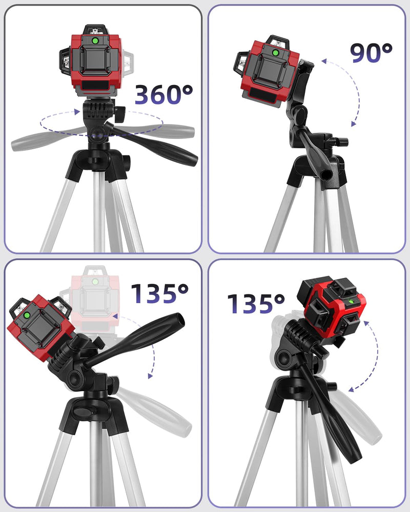 [Australia - AusPower] - 55 inch Aluminum Laser Level Tripod with Green Bubble Level, Lightweight Quick Release Plate, 1/4"-20 Screw, 3D Pan Head for Laser Line Leveling, Silver Silver 55" 