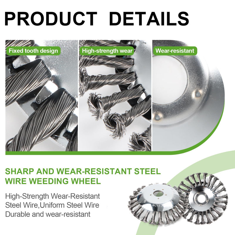 [Australia - AusPower] - 6 Inch Unbreakable Trimmer Blade with Wire, Steel Wire Cutter Trimmer Head, Weed Killer Head with Adapter Kit for Garden Tools, Lawn Mower, Moss and Grass Rust Removal, Landscaping 