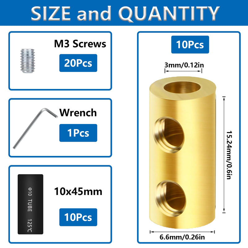 [Australia - AusPower] - smseace 10Pcs 10 Gauge Wire Connectors with 10Pcs Heat shrink tubes,20Pcs Screws and Wrench 10 awg Splicing Quick Wiring Terminal 60 Amp Circuit Connector 10 AWG-60Amp 