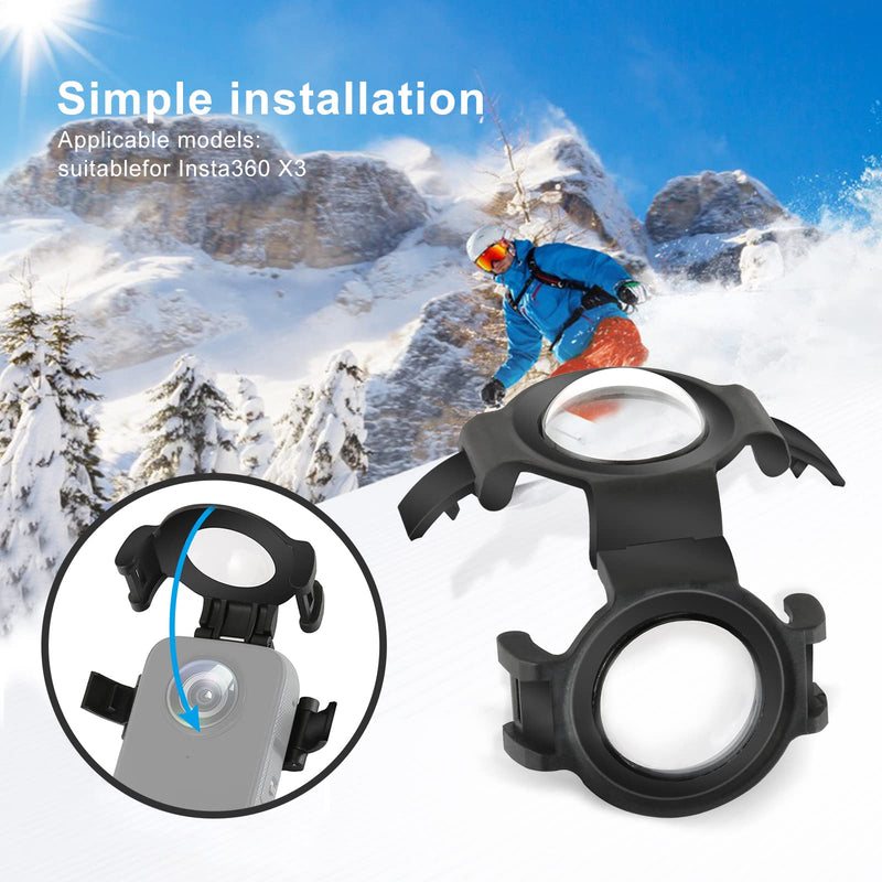 [Australia - AusPower] - Upgrade Lens Guard for Insta360 X3 Protective Cover Case for Insta360 Camera Accessories(Optical Glass Lens Cap) Snap-on 