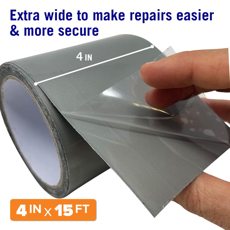 Better Boat Gray Waterproof Tape for Leaks Heavy Duty Marine Grade Seal Tape, 15 ft x 4 in, Canvas, Gutters, HVAC, Outdoor Sealing