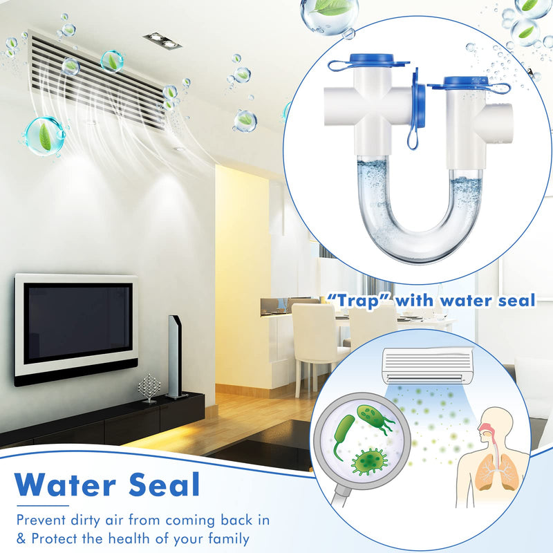3/4 Inch Standard Condensate Trap with Cleaning Brush, PVC U Trap for HVAC Systems, Air Conditioner, Effectively Drains Condensate(1 Pack) 1