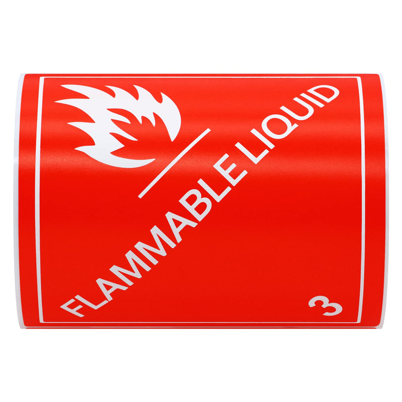 [Australia - AusPower] - Hybsk 100pcs Flammable Liquid Warning Labels Class 3 Hazard Self Adhesive Stickers 4 x 4 Inch Warning Glossy Paper Labels (Class 3) 