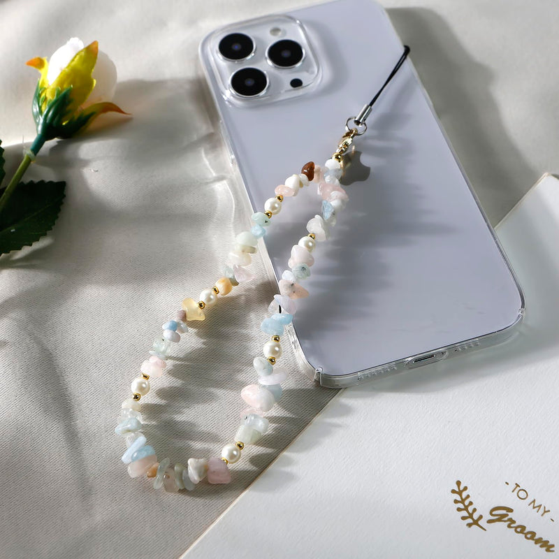 [Australia - AusPower] - Phone Charms Phone Chain Strap Cell Phone Lanyard Wrist Strap Natural Gem Stone Charms for Phone AirPods Women Girls A_Green 