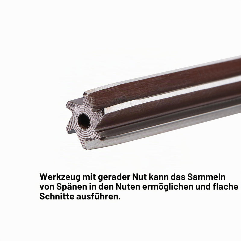 sourcing map Reamer Set 10 Pieces 3/4/5/6/7/8/9/10/11/12 mm, Accuracy H8 | Carbon 6 Groove Cylinder Shank Hand Reamer