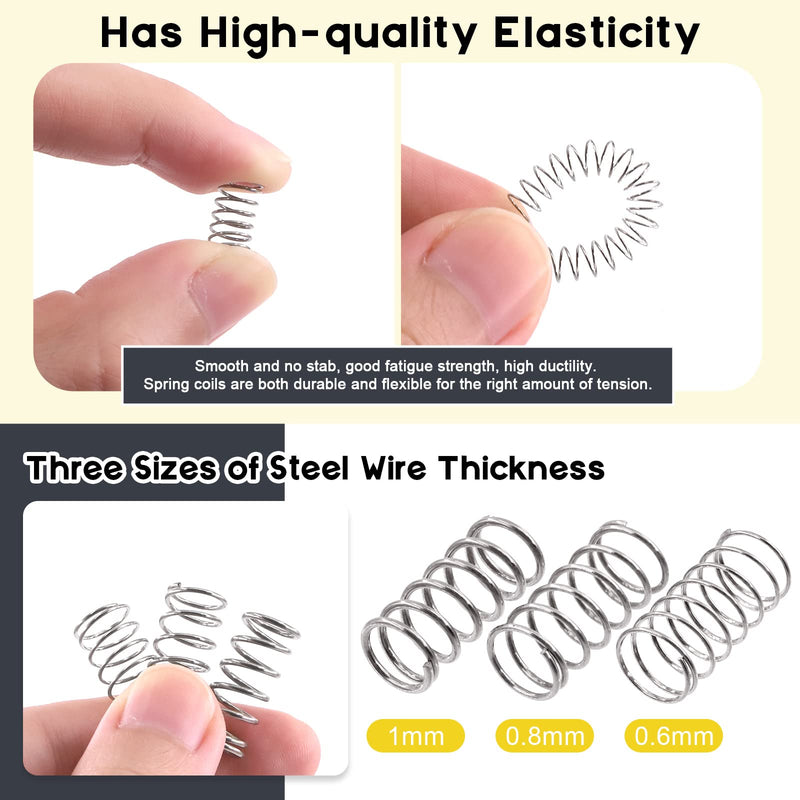 [Australia - AusPower] - 240 Pcs 15 Size Compression Springs Assortment Kit Mini Stainless Steel Springs with Case Wire Diameter 0.6mm 0.8mm 1mm, Outer Diameter 8mm 9mm 9.5mm, Length 10mm 20mm 50mm Big Size No.2 