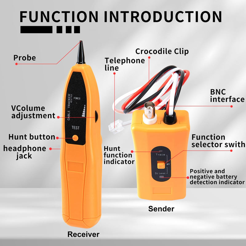 [Australia - AusPower] - Cable Tracker coaxial Wire Tracer Finder Tone Generator and Probe Tools Kit Continuity Tester Detector for Ethernet, Telephone, Speaker, Coax, Video, and Data Cables,RJ11,RJ12 