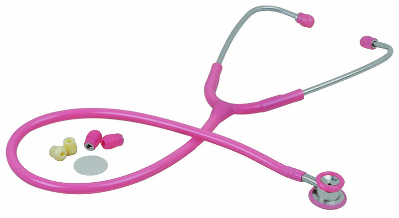 [Australia - AusPower] - Veridian Pinnacle Series Infant Stethoscope | Stainless Steel | Pink | Excellent Acoustics | Non-Chill Bell | Latex-Free | Includes Eartips, Diaphragm & Accessories 