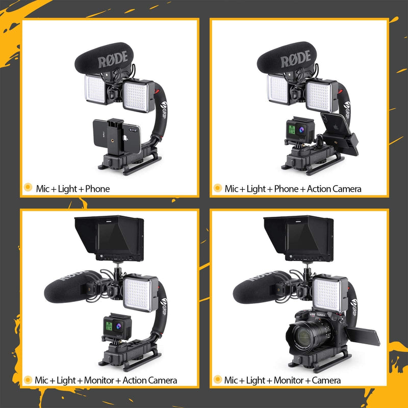 [Australia - AusPower] - Zeadio Video Action Stabilizing Handle Grip Handheld Stabilizer with Hot-Shoe Mount for Canon Nikon Sony Panasonic Pentax Olympus DSLR Camera Camcorder Single Handed 