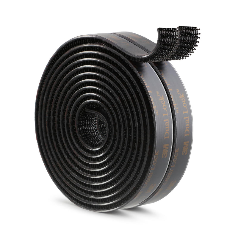 3M Dual Lock SJ3550 Reclosable Fastener 1/2''×6Ft 2 Pack, Heavy Duty Mounting Tape Strong Adhesive with Interlocking Mushroom-Shaped Heads for Indoor and Outdoor Use, Black 0.5''×6Ft