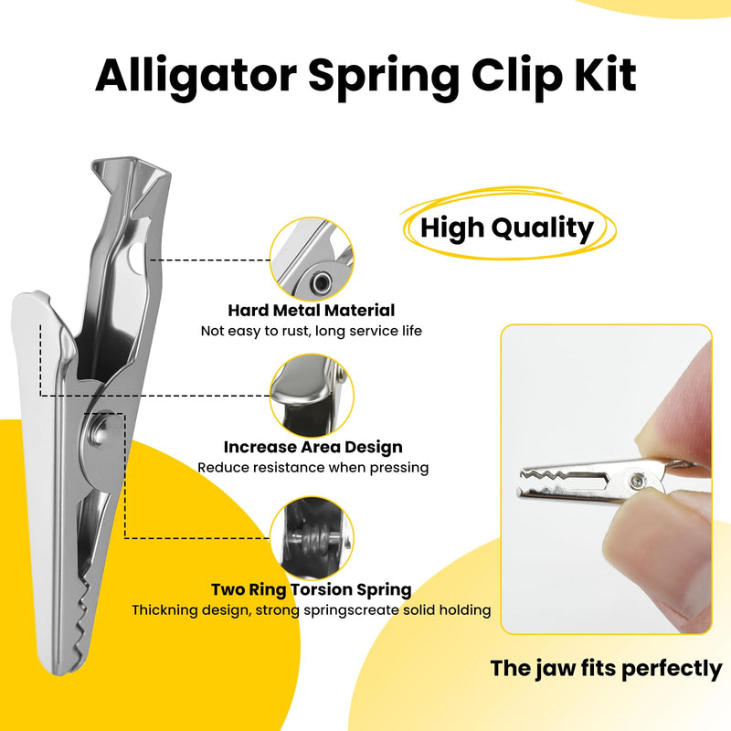 [Australia - AusPower] - 100 Pcs Metal Alligator Clips 3 Sizes, 51mm 35mm 27mm Silver Tone Crocodile Clamps, Nickel Plated Crocodile Clamps for Laboratory Electric Testing Work And Cable Lead Clip 3 Sizes（51mm 35mm 27mm） 