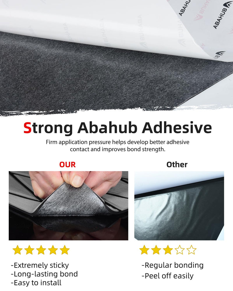 Abahub Diamond Pattern Boat Flooring with Self-Adhesive | Marine Decking Non Slip EVA Foam Sheet Trimmable Carpet for Motorboats RV Kayak Surfboard SUP 96''x16''/47'' Gray with Black Lines 96''L x 16''W