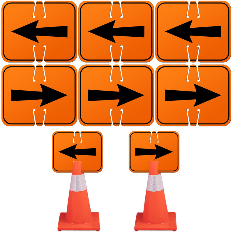Geetery 6 Pcs Traffic Reversible Arrow Signs 12.6 x 10.4 Inch Orange Detour Signs Cone Top Road Traffic Warning Directional Left Right Arrow for Barricade Outdoor Construction