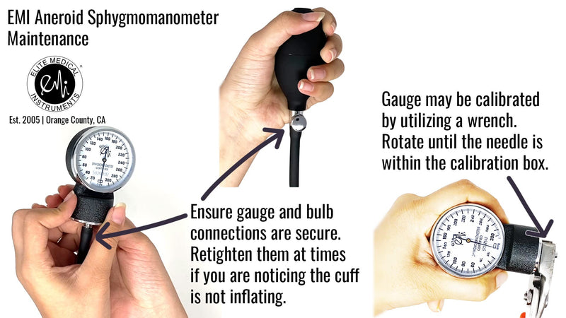 [Australia - AusPower] - EMI Aneroid Sphygmomanometer Manual Blood Pressure Large Adult Cuff (Large Adult - Black) Large Adult - Black 