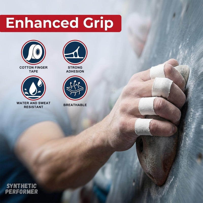 Finger Tape 0.5in × 32ft Athletic Tape for Fingers No Residue White Finger Sports Tape for BJJ, Rock Climbing, Weightlifting, Football, Basketball, Volleyball, Pack of 3
