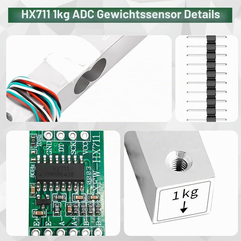 HX711 ADC Weighing Cells 1 kg Weight Sensor Digital Load Cells Weight Sensor 1 kg Portable Electronic Kitchen Scales Load Cells Weight Pack of 2