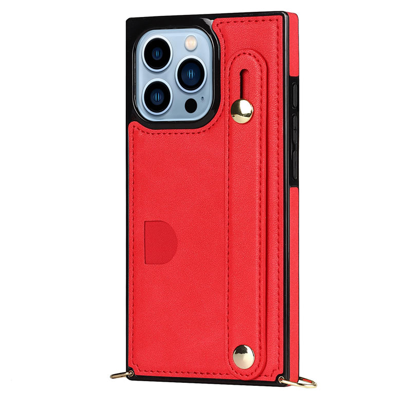 [Australia - AusPower] - CCSmall for iPhone 15 Pro Max Case with Card Holder for Women, Phone Case Crossbody with Wrist Strap & Removable Adjustable Shoulder Lanyard Cover for iPhone 15 Pro Max KB Red 