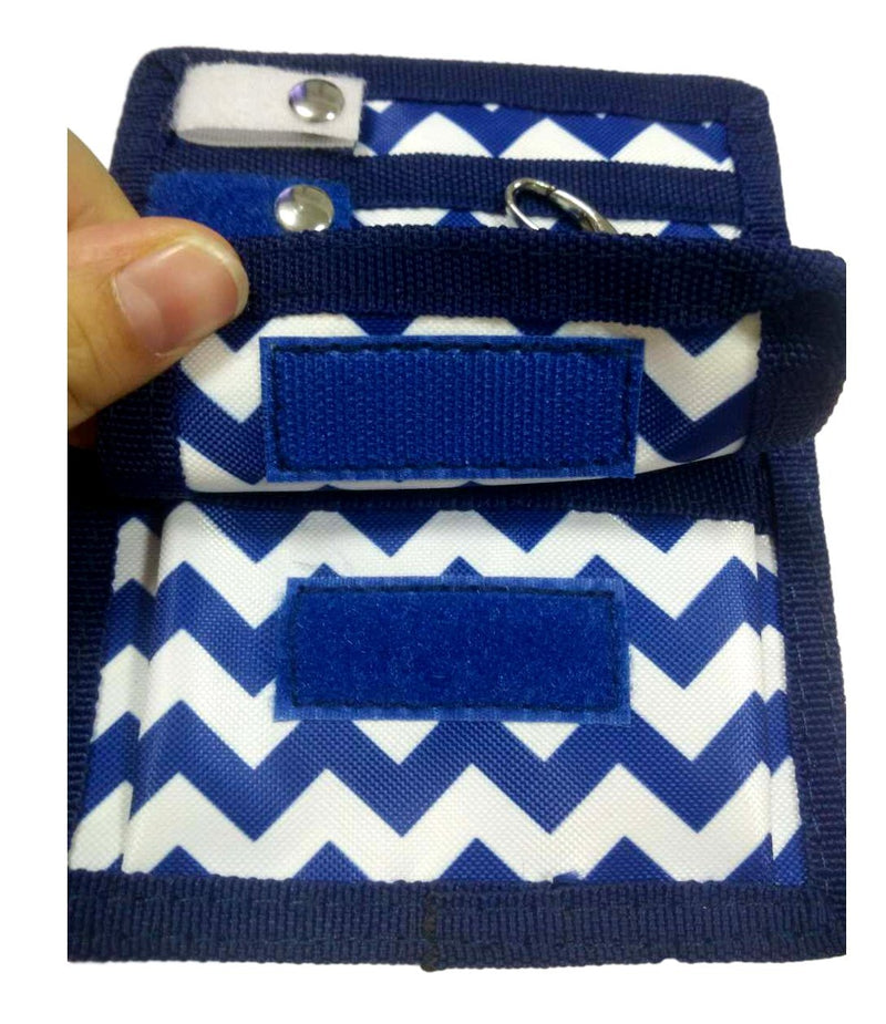6 Piece Protective Lab Coat Pocket Organizer Kit has Fashionable Blue Chevron Pattern. 6 Pockets Packed With Needed Accessories Blue White