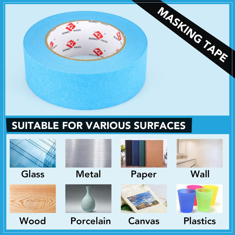 [Australia - AusPower] - BOMEI PACK 4'' Blue Painters Tape, 3D Printing Tape 4 Inches x 55 Yards for Laser Cutting, 21-Day Clean Removal Wide Masking Tape 4in x 55yards 