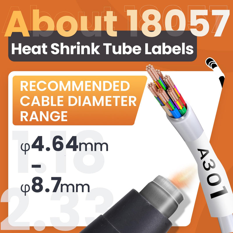 [Australia - AusPower] - Compatible with Dymo 18057 Rhino 3/4" Heat Shrink Tube 19mm a18057, Work with DYMO Industrial Label Maker 4200 5200 5000 6000, Black on White, 3/4" x 4.9', 4-Pack 3/4“ (19mm) 