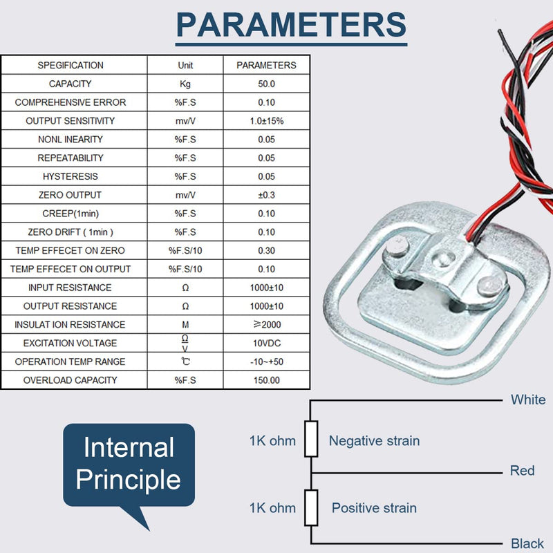 [Australia - AusPower] - DAOKAI Half-bridge Load Cell, 50 kg Half Bridge Strain Gauge Weight Sensor + 4 Pieces HX711 Precision AD Converter Breakout Module for Arduino Set of 2 50 kg load cell 