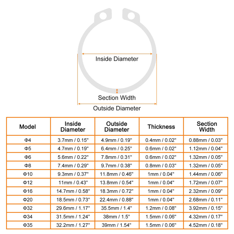 [Australia - AusPower] - uxcell 20 Pcs External Retaining Rings, 31.5mm 304 Stainless Steel External Circlip Snap Rings Round Wire Snap Rings for Valves Electrical Appliances, Silver 