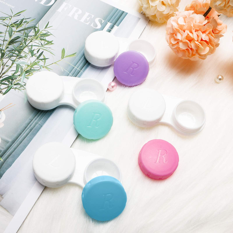 [Australia - AusPower] - 12PCS Contact Lens Case, Colorful Contact Lens Box Left/Right Eyes Holder Container, Outdoor Mini Contact Lens Soak Storage Kit for Travel&Home. 