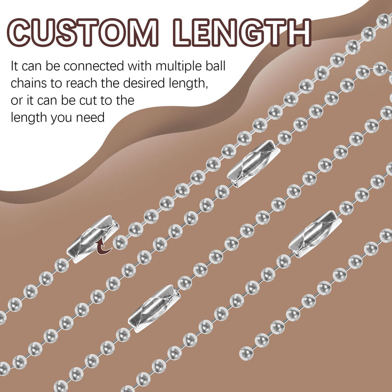 [Australia - AusPower] - 300 pcs 3.9 in Ball Chains Keychain Tag Keychain Ball Chain Bulk,Beaded Chain Connector Chains for Keychains,Dog tag Chain Key Chain Links,Silver Nickel Plated Metal 2.4mm Ball Bead Chains 300 Pcs Silver Ball Chain Necklace 3.9 in 