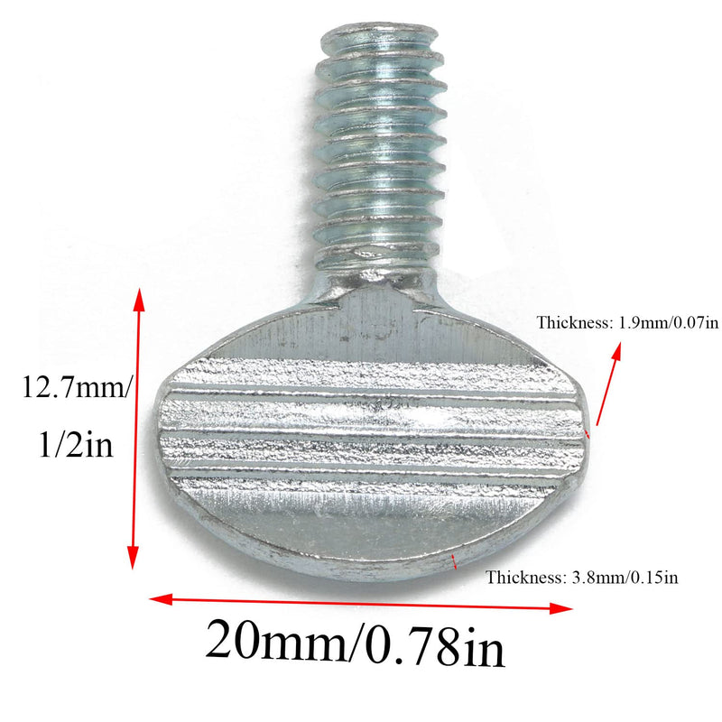 [Australia - AusPower] - 10pcs Carbon Steel Thumb Screw 1/4"-20 x 1/2" Galvanized Racket Screw, Silver 
