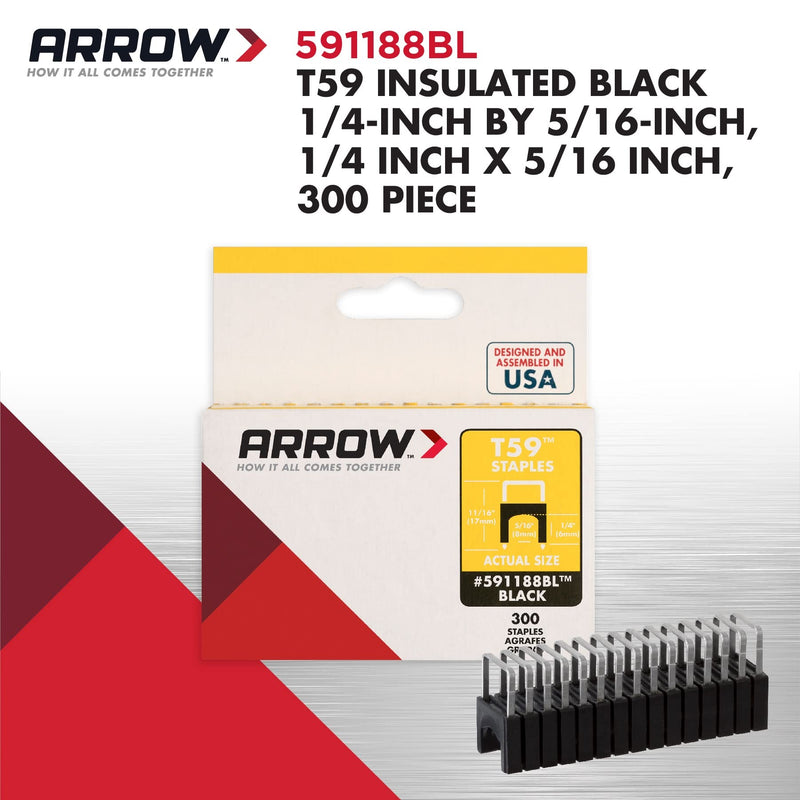 [Australia - AusPower] - Arrow 591188BL T59 Insulated Black 1/4-Inch by 5/16-Inch, 5/16, 300 Count 