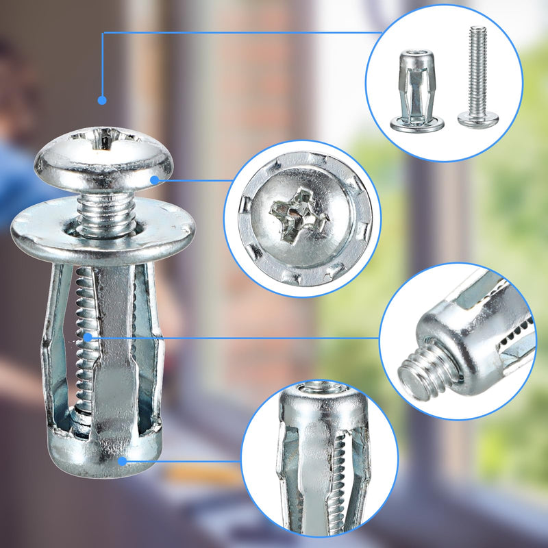 [Australia - AusPower] - OwnMy 15PCS M6 x 25 Hollow Door Anchors and Screws Hollow Wall Anchors Hollow Metal Cavity Fixing Jack Nuts, Hollow Door Anchors Petal Nuts Expansion Nuts for Hollow Wall Metal Sheet Plastic Sheet 