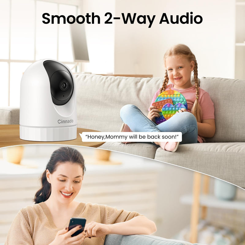 [Australia - AusPower] - Security Camera Indoor-2K 360° WiFi Cameras for Home Security，Pet/Dog/Baby Camera with Phone app, 2-Way Audio, Night Vision, 24/7 SD Card Storage, Works with Alexa & Google Home (2.4Ghz)-D1 2K 1pack 