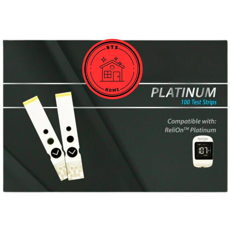 Platinum Blood Glucose Test Strips | Blood Glucose Test Strip | Blood Sugar Test Strips | Platinum Test Strips 100 Count + STS Sticker.