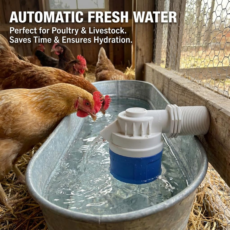 2 Inch NPT Threaded Automatic Water Float Valve, Heavy Duty PVC Auto Water Level Control Valve for Livestock Water Trough, Water Tank, Pool, Pond, Aquarium（1 Pack） 2'' side
