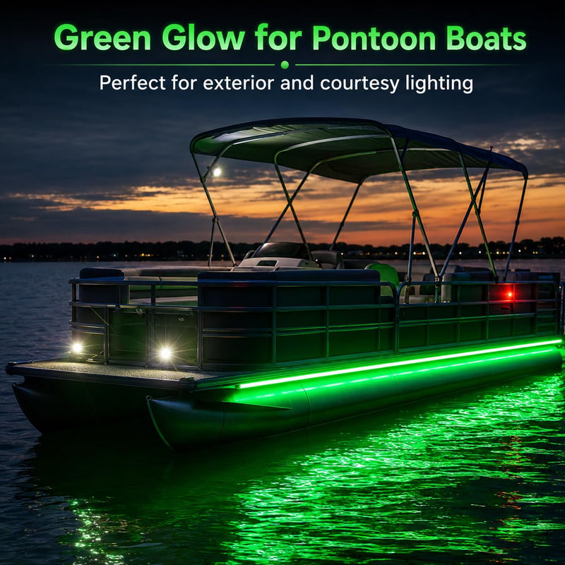 Seaponer Marine Led Strip Lights, Pontoon Light Strip for Jon Bass Boat Sailboat Kayak, Marine Led Lights for Boats Deck Light Light Courtesy Interior Lights Fishing Night, 12v, 10m(32.8ft) (Green) Green
