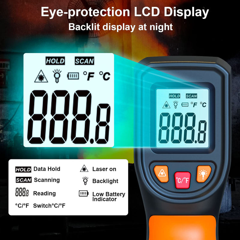 [Australia - AusPower] - Upgrade 2023 Laser Infrared Thermometer Non-Contact Digital Temperature Gun, -58??1112?(-50??600?) IR Thermometer for Industrial, Kitchen Cooking, Automotive, HVAC (Not for Human Body Temp) T600 
