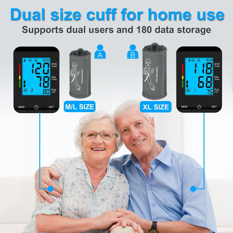 [Australia - AusPower] - Accurate Digital BP Machine - Automatic Blood Pressure Monitor with XL Cuff (13-21") & M/L Cuff (9-17") for Big/Medium Arms, Large Backlit LCD Display, 360° Adjustable & Portable for Adults 