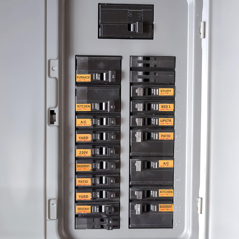 5 Sheets/645pcs Circuit Breaker Labels Weatherproof Box Stickers Breaker Box Label Electrical Panel Labels Boxes Stickers Easy Read and Install for Home Office Electrical Panels Orange