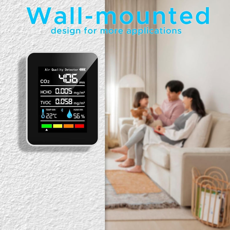 [Australia - AusPower] - Nimomo CO2 Meter, 5 in 1 Air Quality Meter Indoor Co2 Detector Formaldehyde Meter Thermometer Hygrometer with Alarm, Air Quality Monitor TVOC/HCHO/CO2 Monitor for Home, Office, Car 