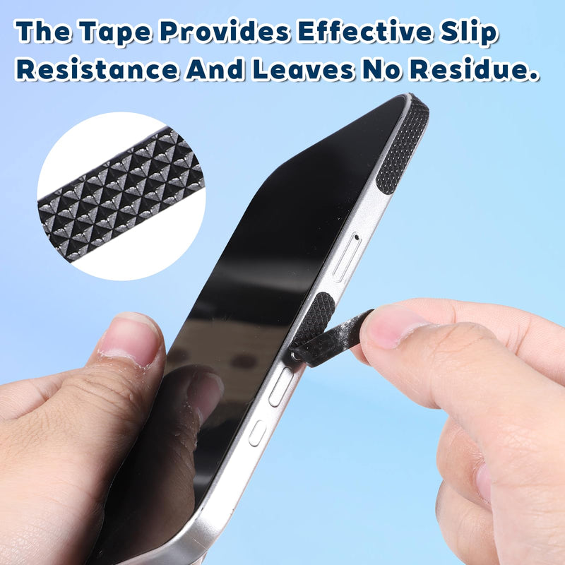 20 PCS Cell Phone Grip Tape, Black Non Slip Side Sticker Adhesive Grippy Bumper Frame Rubber Stickers for Phone Case Tablet Computer