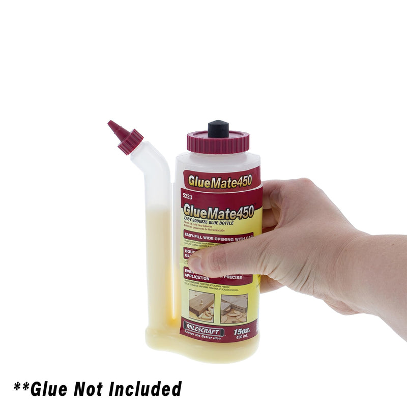 [Australia - AusPower] - Milescraft 5223 Glue Mate 450-15oz. (450ml) Precision Wood Glue Bottle - Anti-Drip - Dowel and Biscuit Tips Included - Easy Flow Multi-Chamber Design - Ideal for Woodworking 