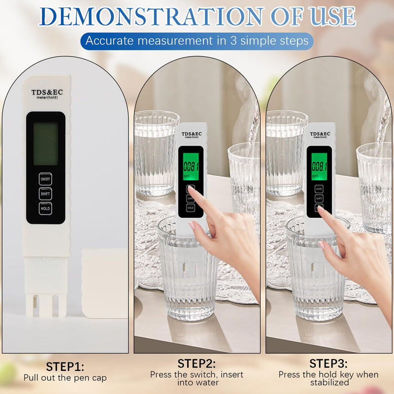 [Australia - AusPower] - 4 in 1 Digital Water Quality Tester,2025 NewTDS/EC/Temperature（°C/°F）Meter,0-9990 PPM Meter,Water Tester for Drinking Water RO/DI System Aquarium 
