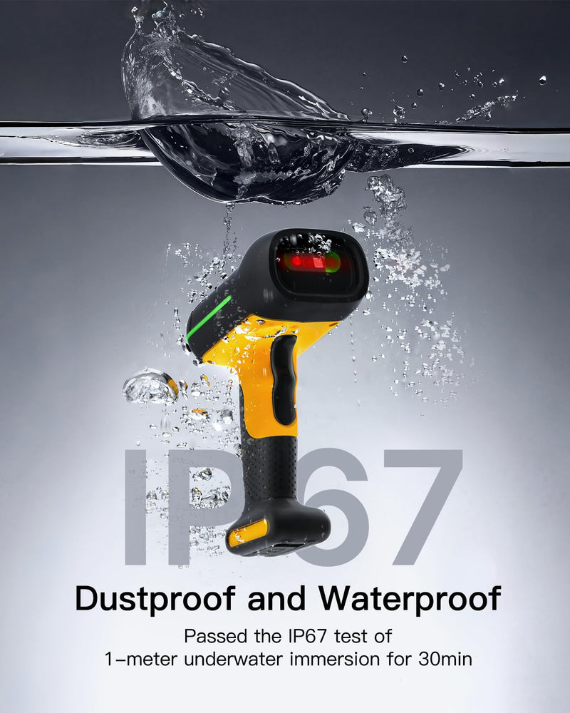Inateck Industrial Barcode Scanner Bluetooth, 1D Scanner Wireless with IP67 Waterproof and Dustproof, Handscanner with App & SDK，BCST-61 1D IP67