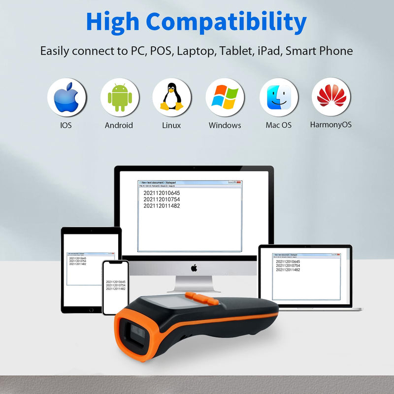 [Australia - AusPower] - OBZ Mini 2D Bluetooth Barcode Scanner with LCD Screen Display, 3-in-1 Bluetooth & USB Wired & 2.4G Wireless Bar Code Scanner Portable QR Code Scanner for Tablet iPhone MacOS Android iOS Windows PC POS M82-NEW 